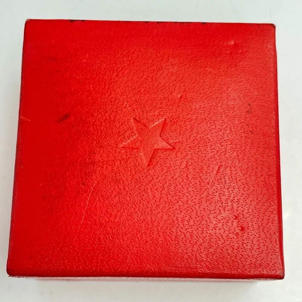 Vintage 80s Macy's Empty Red Gift Box Gold over Silver Tone Replacement Jewelry